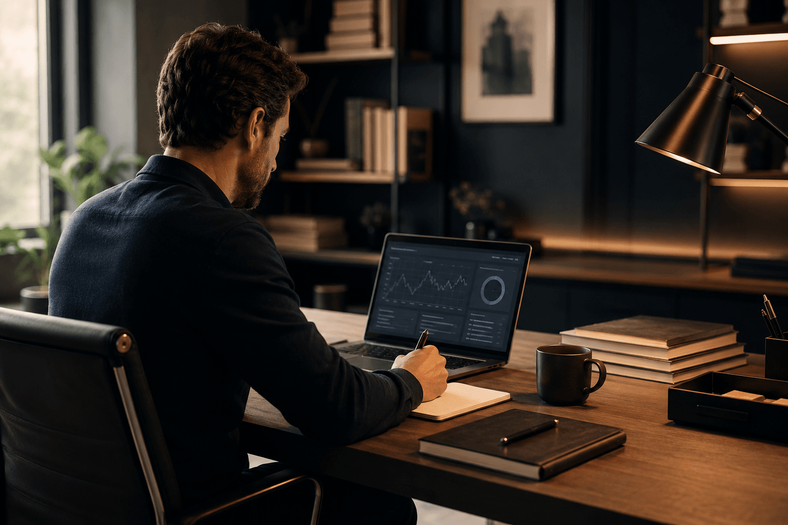 A founder working through a business problem at their desk